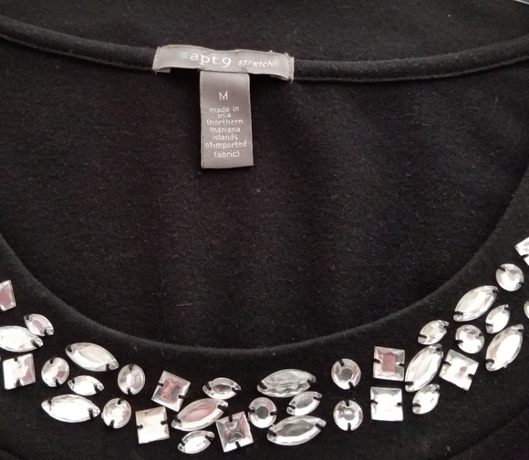 2for$25 APT 9 Rhinestone Embellished Black Blouse - Picture 7 of 8